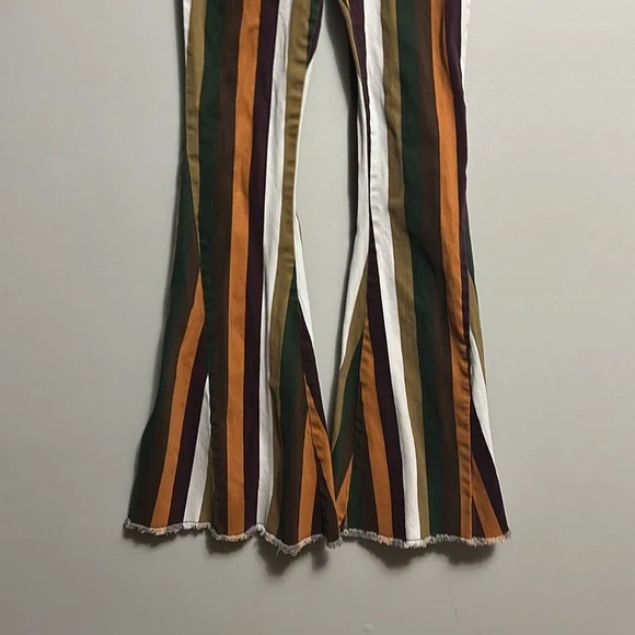 Versona Multicolor Striped Flare Bellbottom Pants Modern Size 2 Festival - Picture 2 of 4